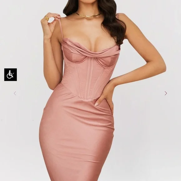 House of CB Myrna Dress Rose M - Picture 2 of 11